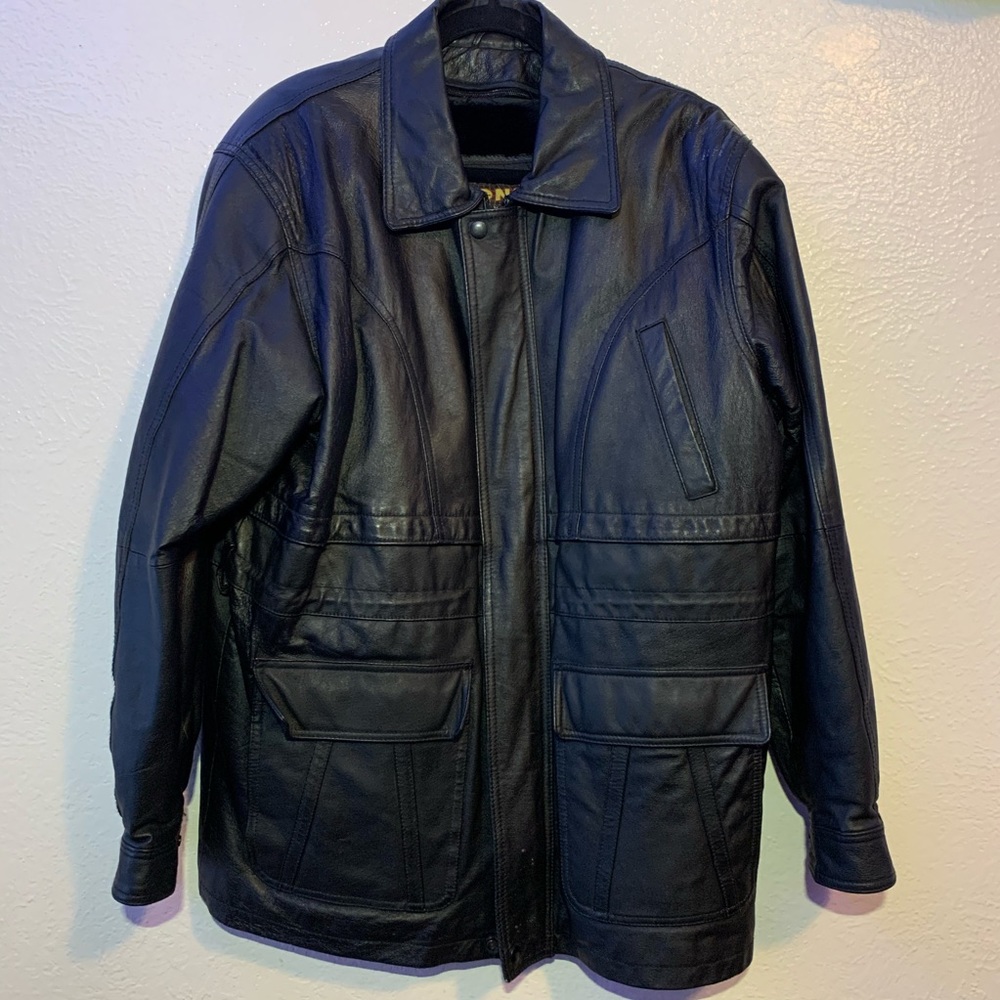 Men’s Black Genuine Leather Jacket Leoni Brand